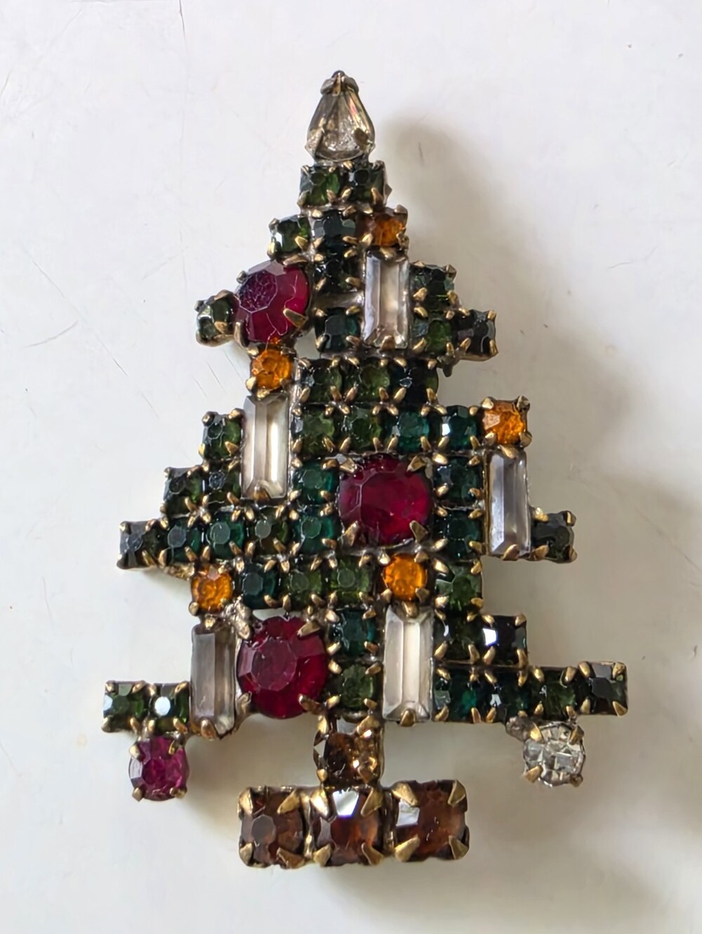 Vintage WEISS Signed Christmas Tree Brooch Pin